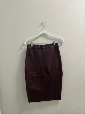 Express Faux Leather Pencil Skirt - Deep Burgundy